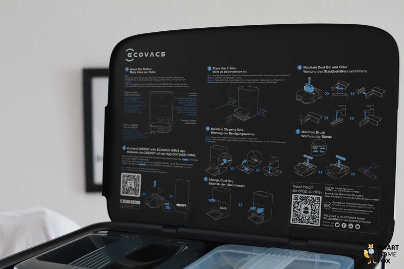 Die Schnellstartanleitung des ECOVACS DEEBOT X2 OMNI ist zu sehen.